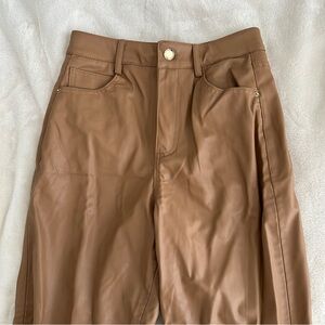 Zara Faux Leather Pants (Tan)